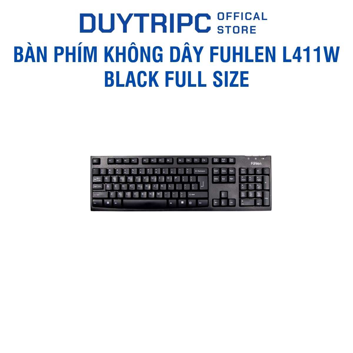 Bàn phím không dây Fuhlen L411W Black | Full Size, Kết nối ổn định, Pin bền | Chính hãng